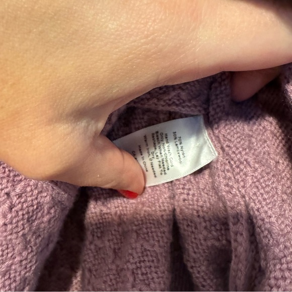 Talbots woman Lambswool blend lavender purple cable knit poncho sweater XL - Picture 11 of 11